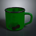 Green Household Mug With Silver Rim And Comfortable Handle For Daily Use