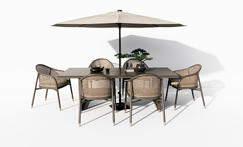 New Chinese Style Outdoor Tables and Chairs 3d model