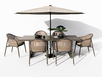 New Chinese Style Outdoor Tables and Chairs 3d model