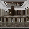 Luxury Jewelry Store Interior With Gold Decor Glass Display Counters And Chandeliers