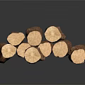 Plant Derived Wooden Logs Cut With Cross Sections Stacked On White Background