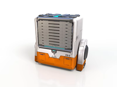 Compact Mechanical Device With Gray White Body Orange Base Grilles And Control Panel 3d model