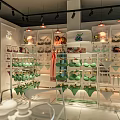 Lingerie Store Interior With Green Bras White Panties On Display Racks Modern Lighting And Plants