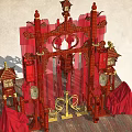 Traditional Chinese Wedding Scene With Palace Sedan Chair Red Decorations And Lanterns