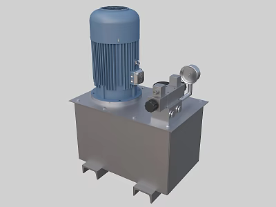 Industrial Hydraulic Power Unit With Electric Motor Metal Tank And Control Valves 3d model