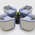 Modern Table Chair Set With Blue Gray Beige Upholstered Seats Wooden Legs and Cushions