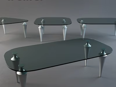 Modern Coffee Table Design With Glass Top And Metal Cone Legs For Stylish Living Room 3d model