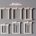 White Bay Window Architectural Models With Various Designs For Interior Decor 3d model
