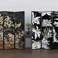Middle Ancient Retro Screen Wooden Screen Middle Ancient Screen Combination Folding Screen Shrink Screen 3d model