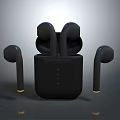 Sleek Black Wireless Earbuds With Charging Case Green Indicators And Yellow Accents