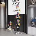 Colorful Simple Coloring Decor With Pinwheels Flowers And Robot Rabbit Ornament