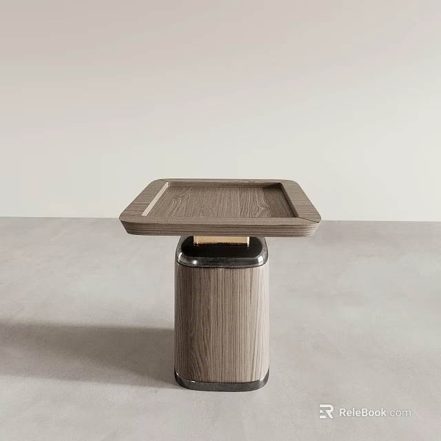 Wooden Square Tray Top Side Table With Metal Base For Modern Living Room 3d model 