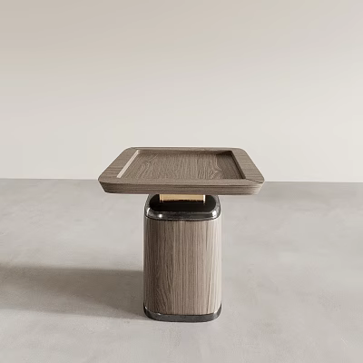 Wooden Square Tray Top Side Table With Metal Base For Modern Living Room 3d model