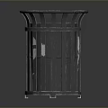 Black Metal Trash Can With Slatted Design For Home Office Use