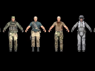 Game and Movie Military Characters with Four Distinct Tactical Outfits and Uniforms 3d model