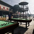 Bustling Wet Market Scene With Colorful Umbrellas Stalls And Crowded People