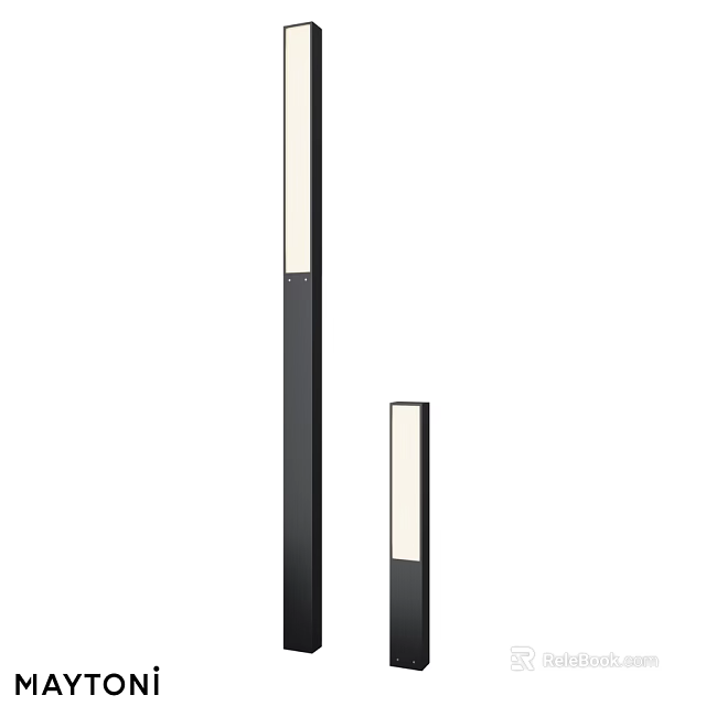 Elegant Outdoor Lights With Black Column Design Varying Heights And White Illuminated Panels 3d model 