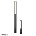Elegant Outdoor Lights With Black Column Design Varying Heights And White Illuminated Panels