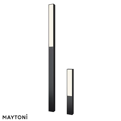 Elegant Outdoor Lights With Black Column Design Varying Heights And White Illuminated Panels 3d model