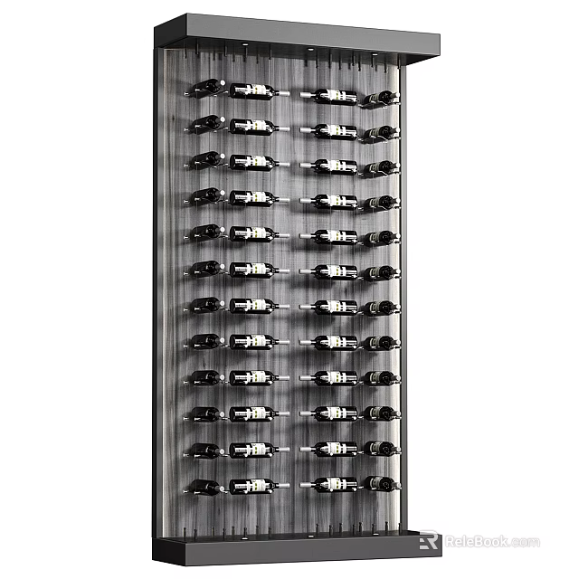 Elegant Wine Cabinet With Multiple Shelves And Neatly Arranged Wine Bottles 3d model 