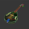 Red Brown Wooden Mandolin Musical Instrument With Glossy Surface And Dark Background Reflection