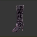 Leather Ruched Design Knee High Boots With High Heel For Women