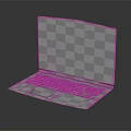 Modern Gaming Laptop With Dark Body Pink Backlit Keyboard And Flame Pattern Screen 3d model