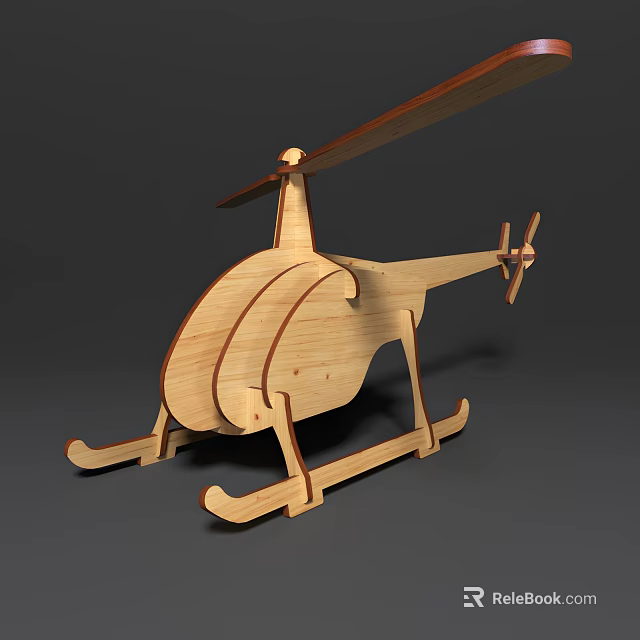 Wooden Helicopter Model Design With Propeller Skid And Body Structure Details 3d model 