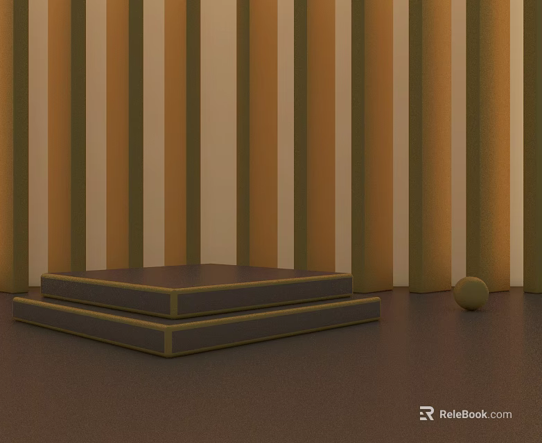 Elegant Swing Door Design With Striped Background Platform And Sphere 3d model