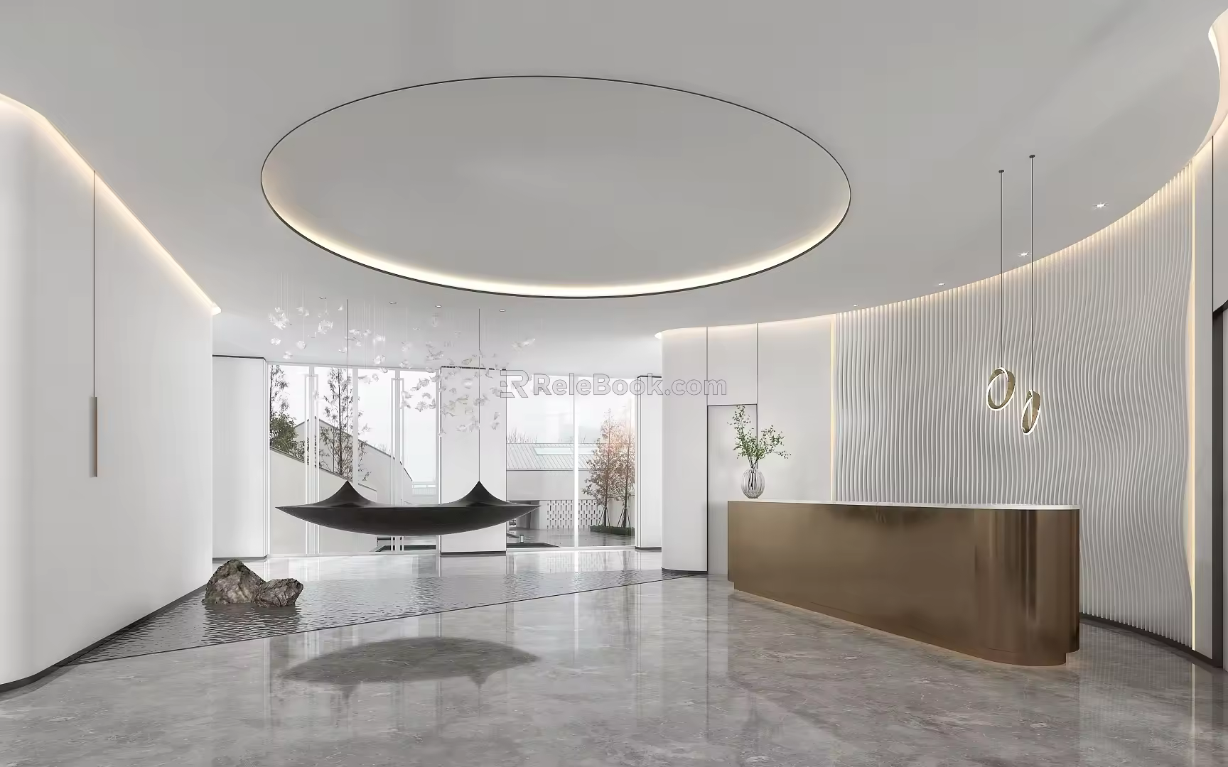 Landscaping at the front desk of the sales department 3d model
