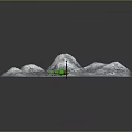 Scenic Snowy Mountain Terrain with Small Green Structure and Wooden Frame