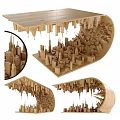 Wooden City Model With Skyscrapers And 3D Architectural Structure Design