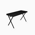 Black Wooden Desk With Sleek Metal Legs And Modern Minimalist Design