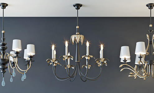 Simple European chandelier fashion simple metal chandelier combination 3d model