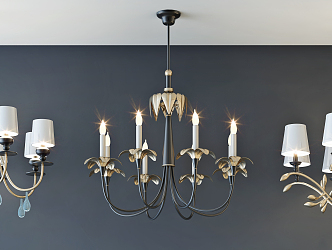 Simple European chandelier fashion simple metal chandelier combination 3d model