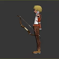 Blonde Boy With Bow And Quiver In White Tank Top Arms Outstretched Standing Pose