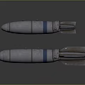 White Military Bombs With Blue Stripes Tail Fins And Top Devices