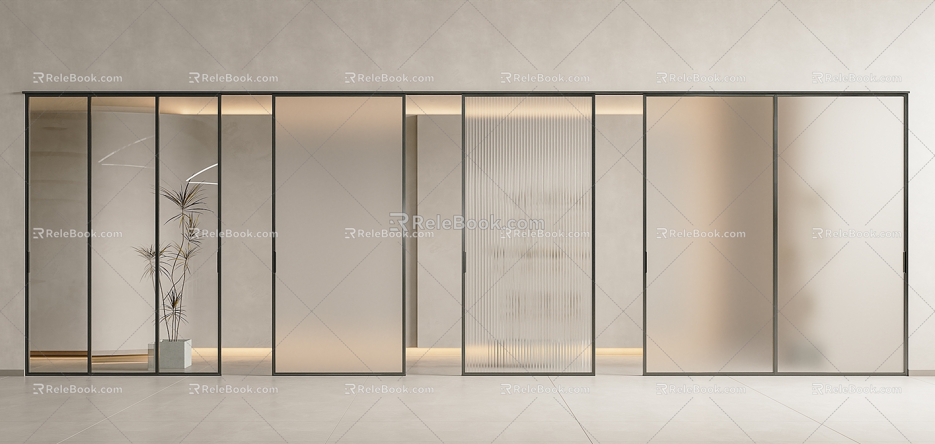 Modern Minimalist Sliding Door Hanging Rail Sliding Door Frosted Glass Sliding Door Changhong Glass Sliding Door Glass Sliding Door 3d model