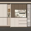 Modern Interior Wine Cabinet Design With Wooden Panels LED Lighting And Decorative Items