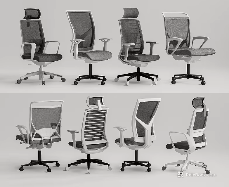 Ergonomic Mesh Office Chairs With Multiple Modern Designs And Supportive Features 3d model 