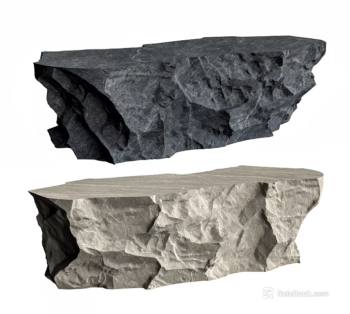 Reception Desk With Dark And Light Rock Texture Surfaces For Modern Interior 3d model