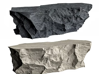 Reception Desk With Dark And Light Rock Texture Surfaces For Modern Interior 3d model