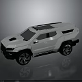 Modern White Military Vehicle Featuring Rugged Exterior Large Tires And Roof Rack