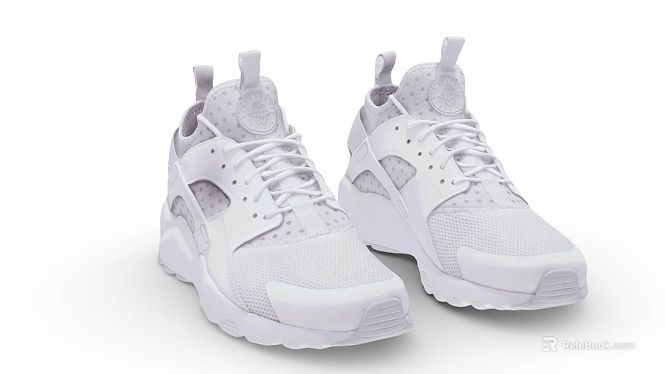 White Athletic Shoes With Mesh Upper Breathable Design And Lightweight Sole 3d model 