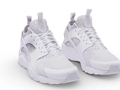 White Athletic Shoes With Mesh Upper Breathable Design And Lightweight Sole 3d model