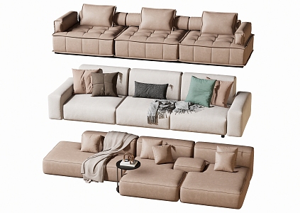 Modern double sofa multiplayer sofa corner sofa 3d model