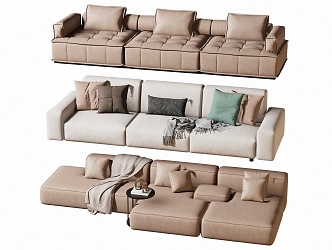 Modern double sofa multiplayer sofa corner sofa 3d model