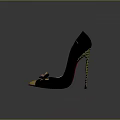 Elegant Black High Heels With Yellow Toe Cap And Butterfly Ornament Red Heel Design