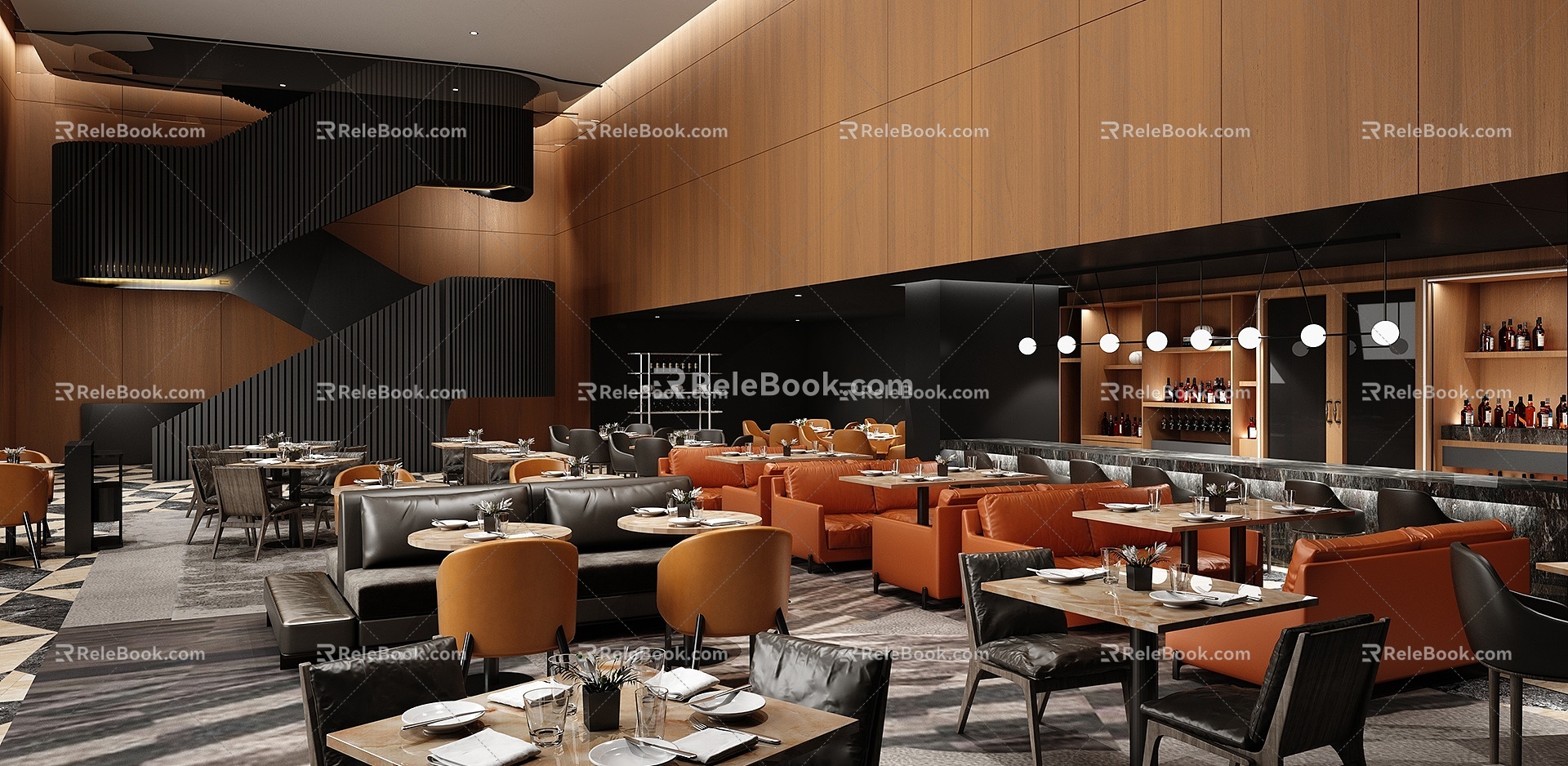 Modern Cafe Western Restaurant Negotiation Area 3d model