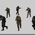 Military Men In Combat Uniforms Holding Rifles Running In Action Poses